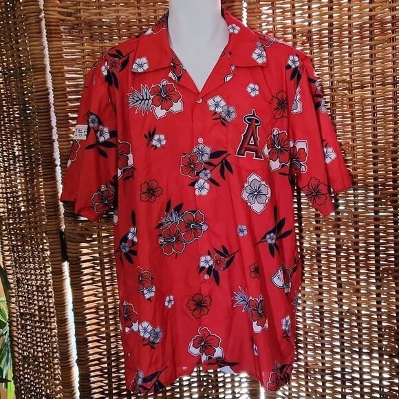 Los Angeles Anaheim Angel Hawaiian Aloha Shirt XL - Picture 1 of 6